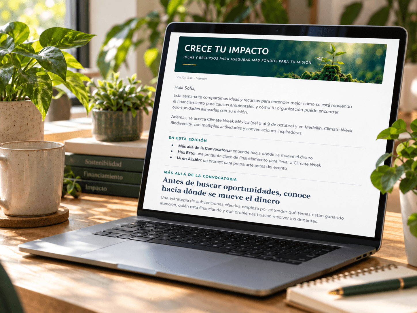 Espacio de trabajo sostenible con newsletter en español (1)